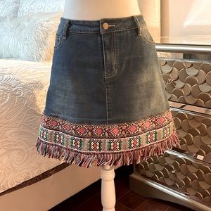 Est. 1946 Denim. Skirt with hemline embellishments. Size 16.